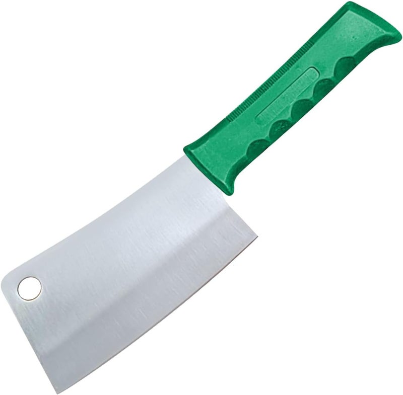 Kitchen Master 6 Inch Stainless Steel Meat Cleaver with Green Handle - Image 1